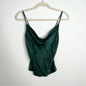 L'Academie tank Top Women’s XXS satin cami Green shirt blouse A6